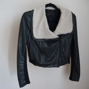 BCBG Leather/Fur Coat